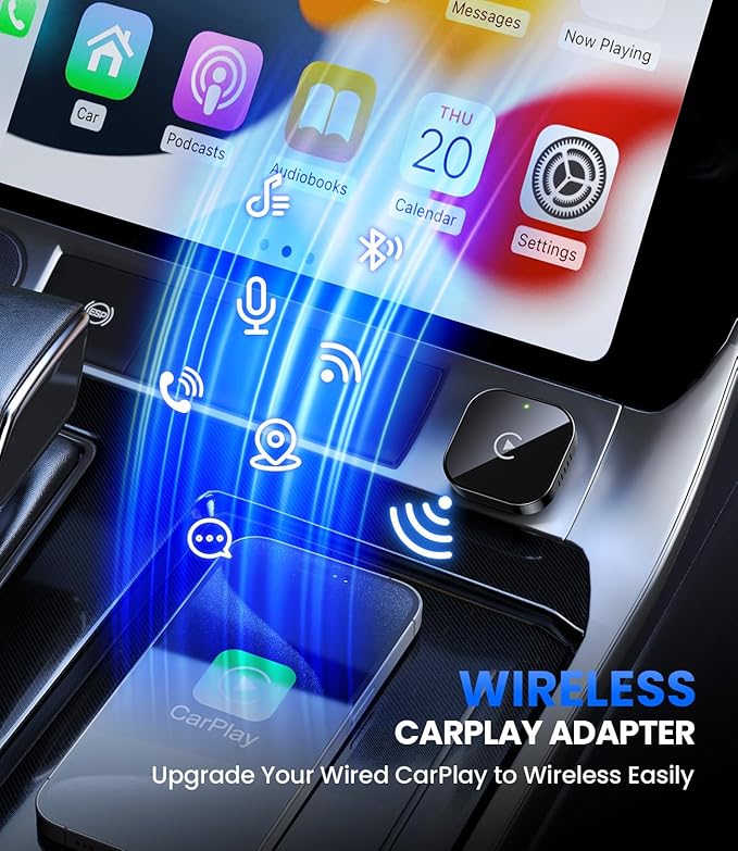 Teeran Wireless CarPlay Adapter for iPhone (2026 Upgraded), Mini Plug & Play for Cars with Factory Wired Apple CarPlay, Fast & Stable Connection, Easy Setup, Wide Vehicle Compatibility (Black)