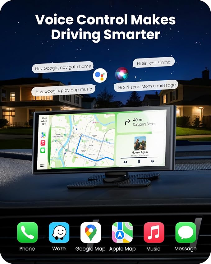 9.26" Wireless Car Play Screen for Apple CarPlay & Android Auto, Portable Car Tablet with Backup Camera, Mirror Link, OTA Updates, Bluetooth 5.2, GPS Navigation, Plug & Play
