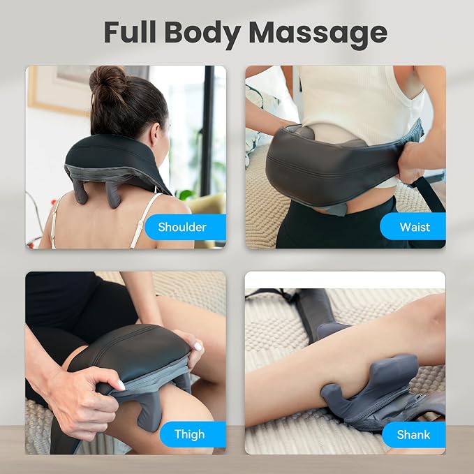 COMFIER Father Day Gifts for Men, 4D Neck and Shoulder Massager with Heat, Cordless Shiatsu Back and Neck Massager for Pain Relief, Hands-Free Massage Pillow with Carry Bag