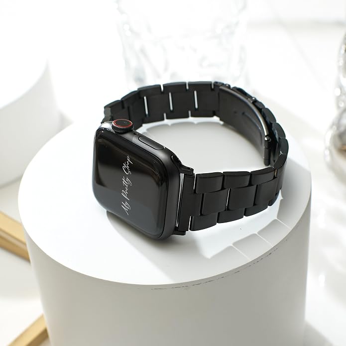 My Pretty Strap - Compatible Apple Watch Band Strap, Stainless Steel Fashion iWatch Replacement Strap- Easy Resizing, No Tool Needed, Fits Most Wrists- Compatible with Series 1-11, SE and Ultra