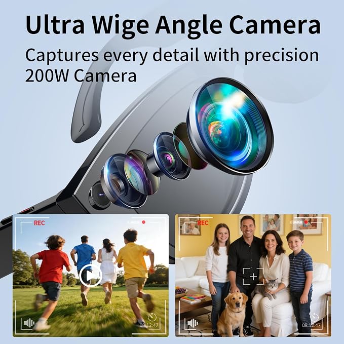 AI Smart Glasses with Camera Stabilization - 8MP POV Video Recording, Real-Time AI Translation, Smart Assistant, Dual-Mic Noise Canceling for Travel & Meetings - Anti-Blue Light, Beige Frame