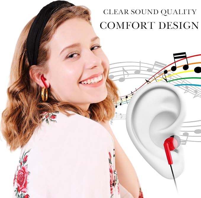 Konohan 160 Packs Bulk Earbuds with Wire Earphones Classroom Wired Headphones for Students Headphones Individually Bagged, 8 Colors Ear Buds Bulk for Classroom School Library(Bright Color)