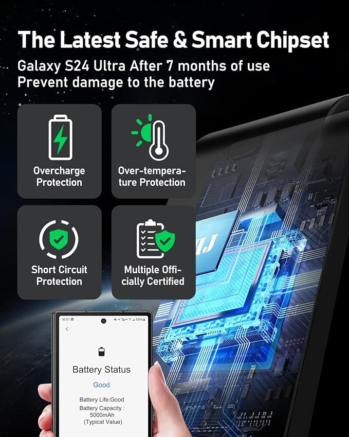 Wireless Charger for Samsung, 5 in 1 Android Charging Station for Galaxy S26 Ultra/S25/S24/S23/S22/S21, Galaxy Watch Ultra/8/7/6/5, Galaxy Buds 2/2 Pro, Multi Device Charger Stand, Black