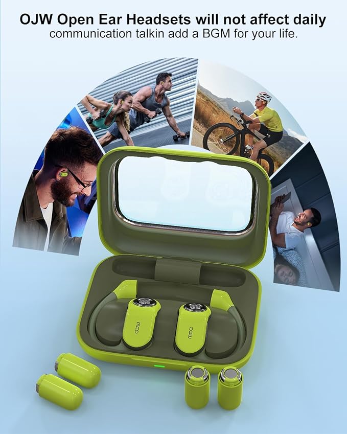 OJW Open-Ear Headphones with Replaceable Battery | Replaceable Battery with over to 96 Hours of Playtime
