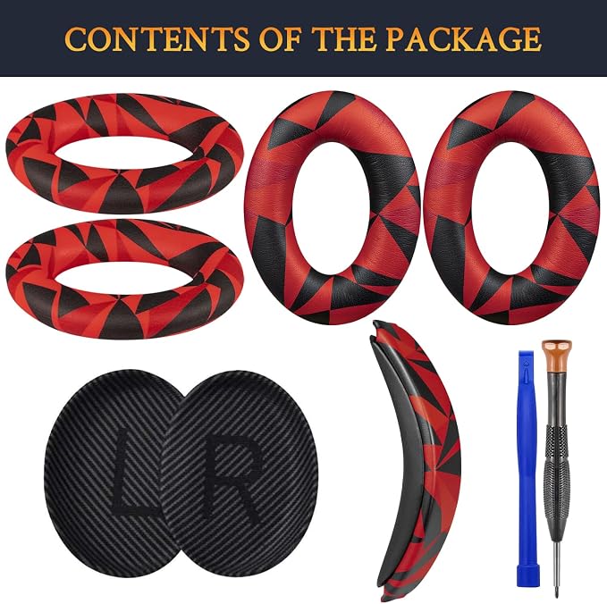SOULWIT Replacement Kit for Bose QuietComfort QC35/QC35 ii Over-Ear Headphones, Ear Pads Cushions + Headband + Silicone Earpads Cover Protector - Red Storm