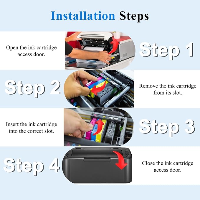 902XL Ink Cartridges Compatible for HP 902 Ink Cartridges Combo Pack Work with HP Printer OfficeJet Pro 6978 6968 6960 6958 6970 6975 6950 Printer Ink Black Color Cyan Magenta Yellow 902 Ink (4 Pack)