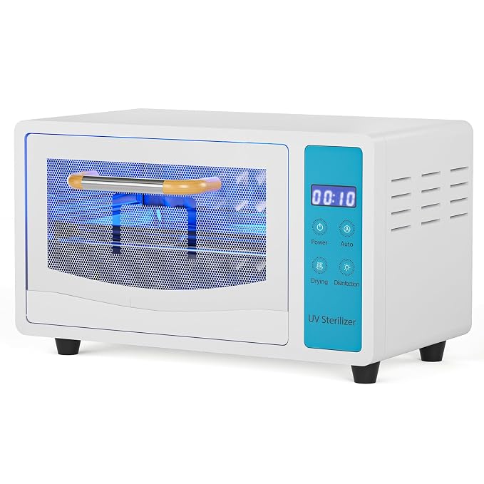 Sterilizer Cabinet for Esthetician, 10L Tool Machine with Timer Setting, Disinfection Sterilizer Cabinet for Nail Tools Tableware Toys, Cabinet Box Use Home & Commercial, White