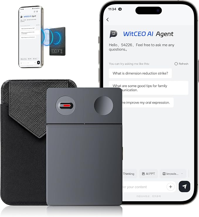 AI Voice Recorder with Real-Time AI Chat & Auto Transcribe – App-Controlled Audio Recorder with AI Noise Cancellation, One-Click to Generate PPT/Mind Map, 64GB Digital Note Taker for Meeting Lecture