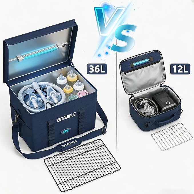 UV Sanitizer Box with Ozone Portable Cleaner and Sanitizing Machine with Timer UVC Sanitization Bag with Ozone Professional for Reusable Masks,Hard Toys,Bottle,Bluetooth Earphones（36L）