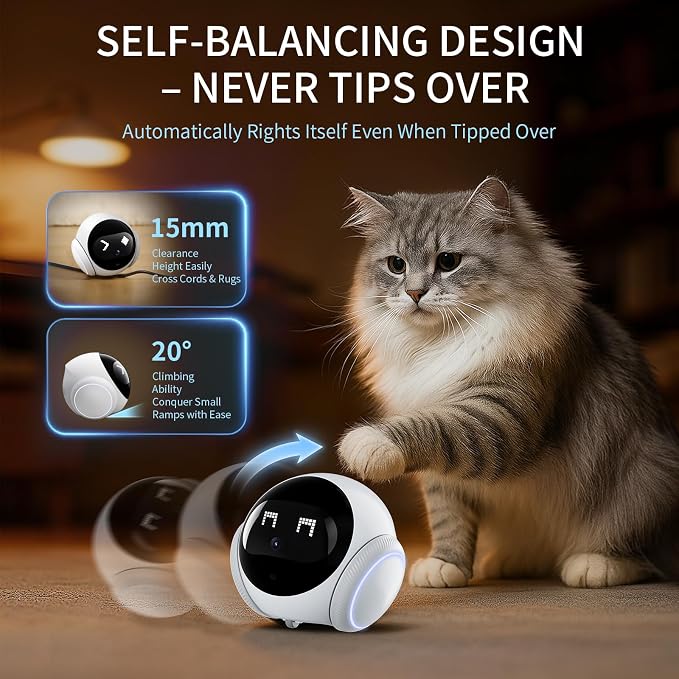 SURPN Pet Camera Robot Companion Monitor – Movable Home Security Cam with 1080P Video, 2.4GHz WiFi, Motion Tracking, Laser Toy, Two-Way Talk – App Control for Dogs & Cats