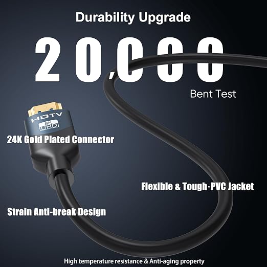 8K HDMI 2.1 Cables 20 FT, 5-Pack, High Speed HDMI ARC/eARC Cable 48Gbps, 8K@60Hz, 4K@144Hz, 1080P@240Hz-HDCP 2.2,3D/HDR for Soundbar, PS5/4, Xbox, Roku, Cinema, TV, Computer, Monitor