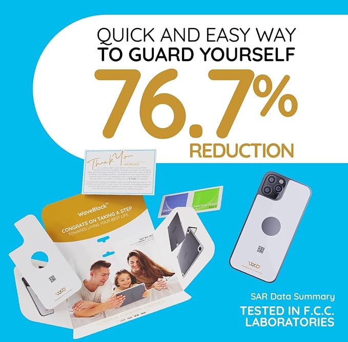 WAVEBLOCK EMF Blocker for Cell Phone - Made for iPhone 15 PRO - The Only Patented, Real Scientifically Backed, Lab-Tested 5G-Shield Sticker to Protect You & Your Loved Ones - USA Made White