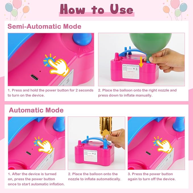 chamvis Balloon Pump Electric, Balloon Air Pump Inflate Pump for Balloons: Blower Machine for Fast and Easy Filling Balloons