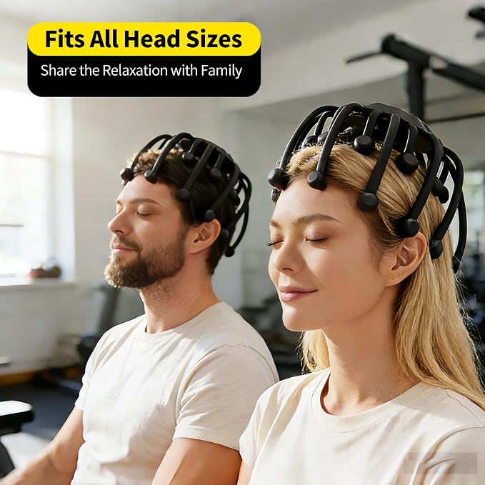 THOUSAND SUNNY Electric Octopus Head Massager for Scalp, 360 Scalp Stress Relax Massage Tool Hands Free with 20 Massage Nodes