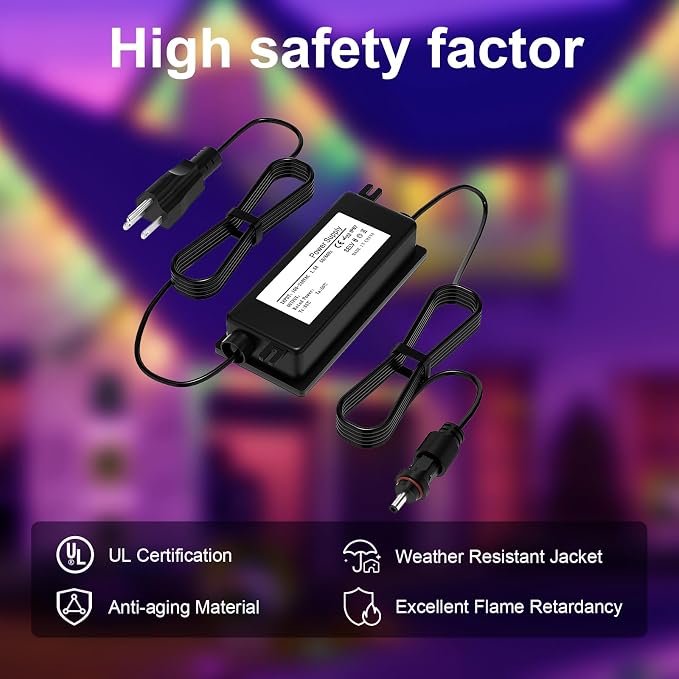 36V Waterproof Power Supply for Govee Permanent Outdoor Lights,Compatible with Govee H705D H705E H705F Permanent Outdoor Lights Power Adapter Cord (Black)