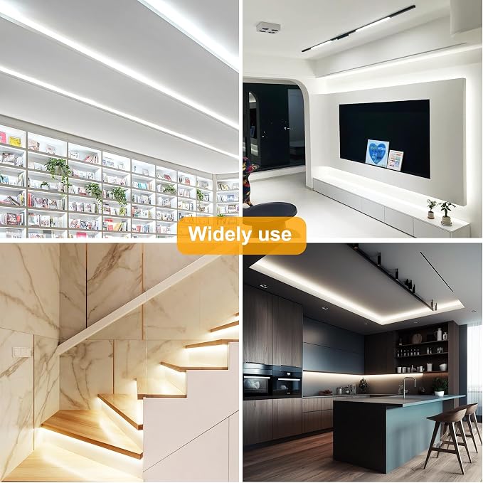Pandery COB LED Strip Lights Cool White 6000K 32.8FT(2 * 5M) | 24V led Light Strip with Remote and app Control,8mm Wide Ra>90 Cuttable Strip Lights for Bedroom,Wardrobe,Cabinet