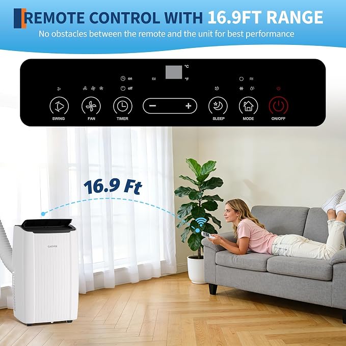 Garvee Portable Air Conditioner, 14000 BTU Portable AC Unit with Dehumidifier, Fan and Remote Control, Energy Efficient Indoor AC Conditioner for Rooms Up to 700 Sq. ft., for Bedroom