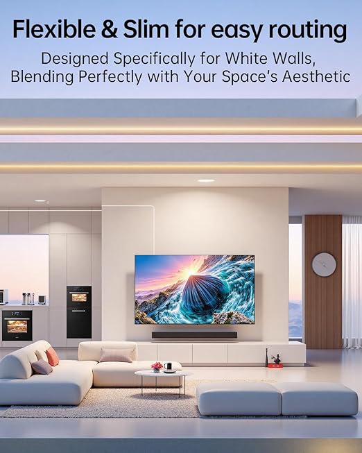 10K 8K Fiber Optic HDMI 2.1 Cable 33ft, Long HDMI Cable White Super Flexible 48Gbps, 8K60Hz & 4K120Hz, Support Dolby, HDCP 2.2&2.3, HDR 10, Compatible with Blu-ray Roku LG PS5 PS4 Xbox RTX
