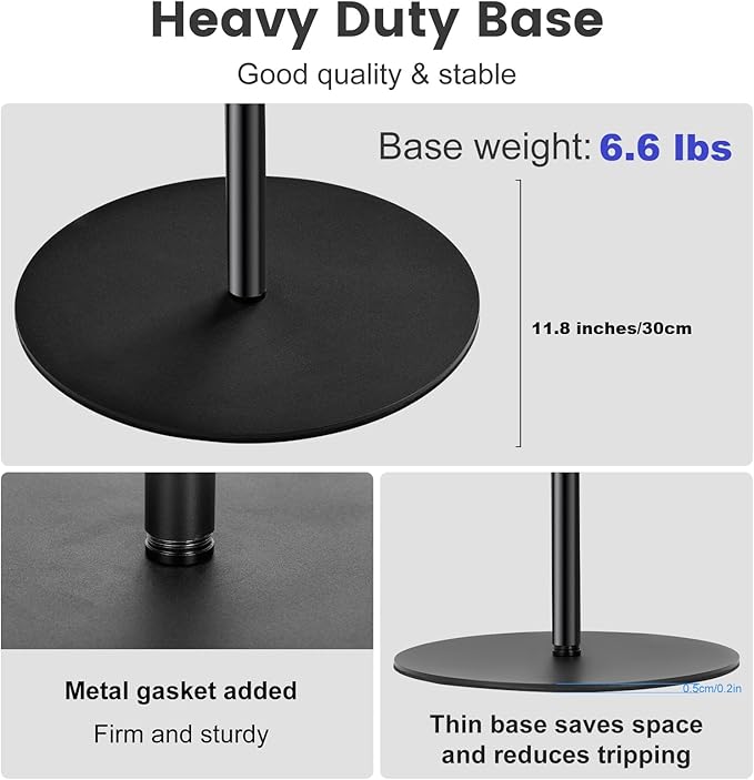 Mic Floor Stand, 63'' Telescopic Microphone Stand for HyperX Razer Fifine Blue Yeti Microphone with Mic Clip,1/4'' Thread and 3/8" 5/8" Adapter, Pop Filter and Cable Clips for Singing Recording Stage