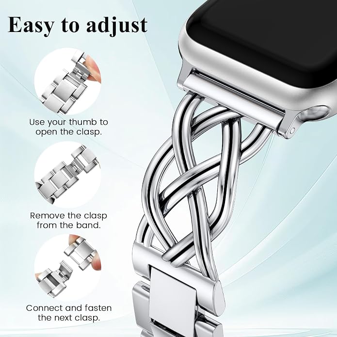 TOYOUTHS Dressy Bracelet Compatible with Apple Watch Bands 38/40/41/42/44/45/46/49mm Women, Celtic Stainless Steel Metal Fancy Nice Pretty Strap for iWatch Series 11 10 9 8 7 6 5 4 Ultra/SE 3 2 1