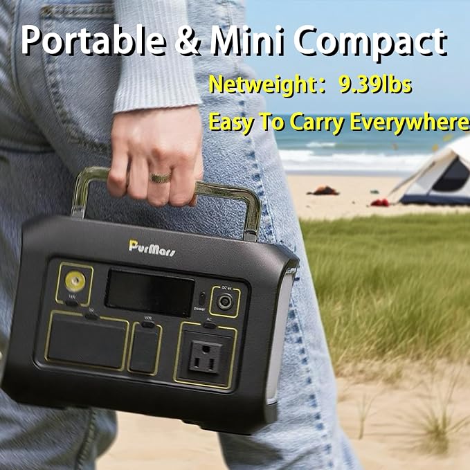 Portable Power Station 300W(Peak 500W),288Wh (90,000mAh) Solar Generator with 110V Pure Sine Wave AC Outlet,lifepo4 battery portable power bank for Outdoor Camping, Traveling,and Emergencies