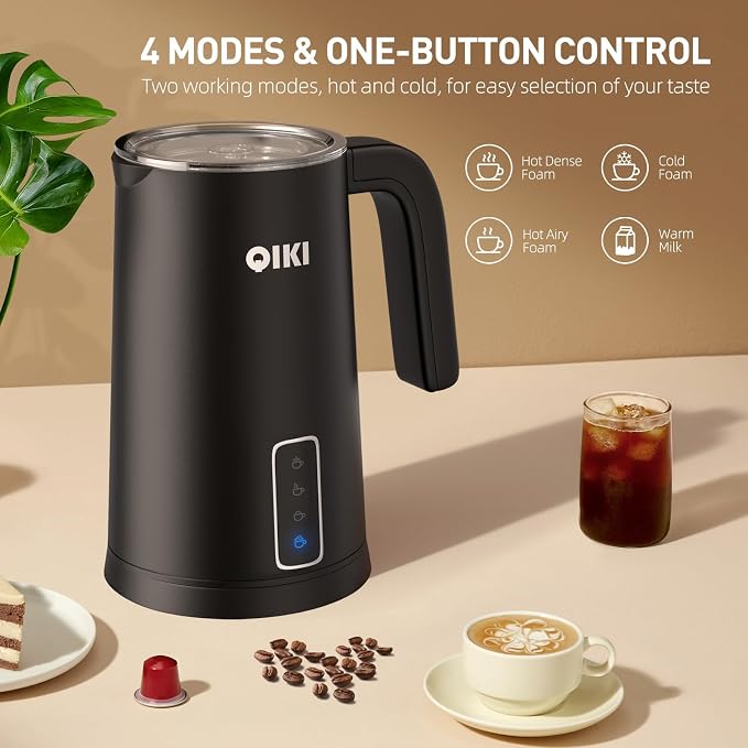 GUGTTR Milk Frother, 4-in-1 Electric Milk Steamer, 8.5oz/250 mL with 4 Whisk, Automatic Warm & Cold Foam Maker and Milk Warmer for Coffee, Latte, Cappuccino, Macchiato, Hot Chocolate (Black)
