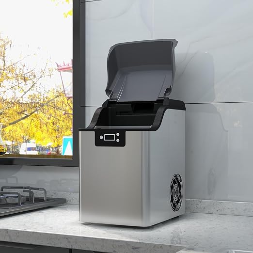 44 Lbs/24 Hours Portable Countertop Ice Maker, Fast Ice Production in 15 Minutes, Chewable Pellet Ice with Ice Scoop, 3.3 Lb. Ice Basket Capacity with 2.8 Liter Water Tank for Home Bar Party