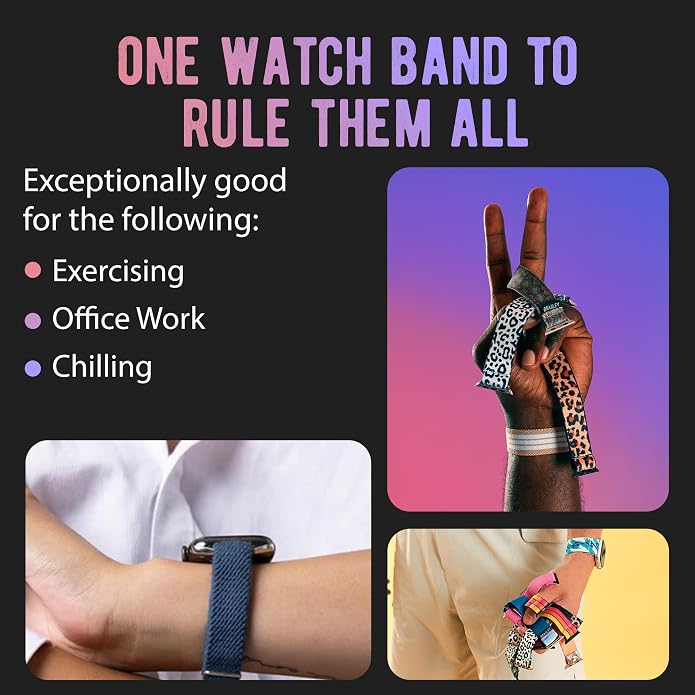 Braxley Bands for Apple Watches - Stretchy and Washable - Adjustable with Apple Watch Bands for Women & Men - Compatible with Apple Watch Series SE Ultra 9 8 7 6 5 4 3 2 1