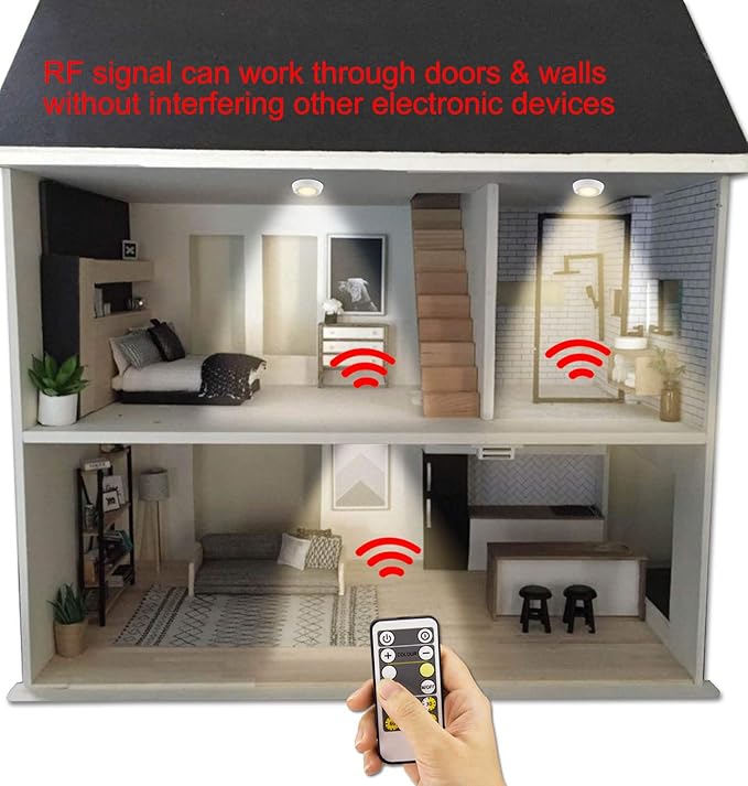 LUXSWAY Wireless Ceiling Light with RF Remote and Motion Detector, Cool Warm White Shower Light,Super Bright Battery Ceiling Light Timer for Closet Hallway Stair Gargage 5.67 Inch, 300Lumens