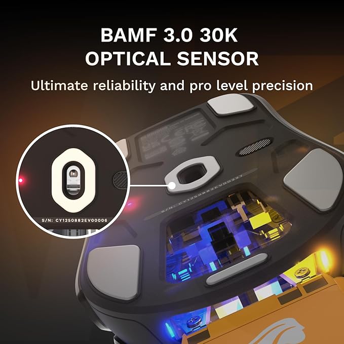 GLORIOUS Gaming Model O3 Wireless Gaming Mouse - InfinitePlay Swappable Battery, 130H Battery Life, 8k Polling, 130M Optical Switches, Ultralight 66g, 30K DPI Optical Sensor, RGB - Black