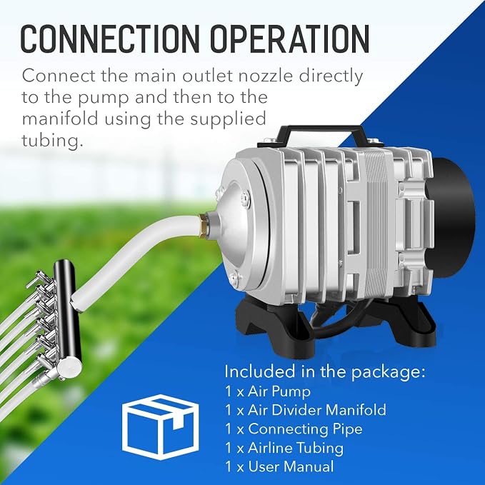 Simple Deluxe Air Pump with Adjustable Air Flow Outlets for Aquarium, Fish Tank and Hydroponic Systems
