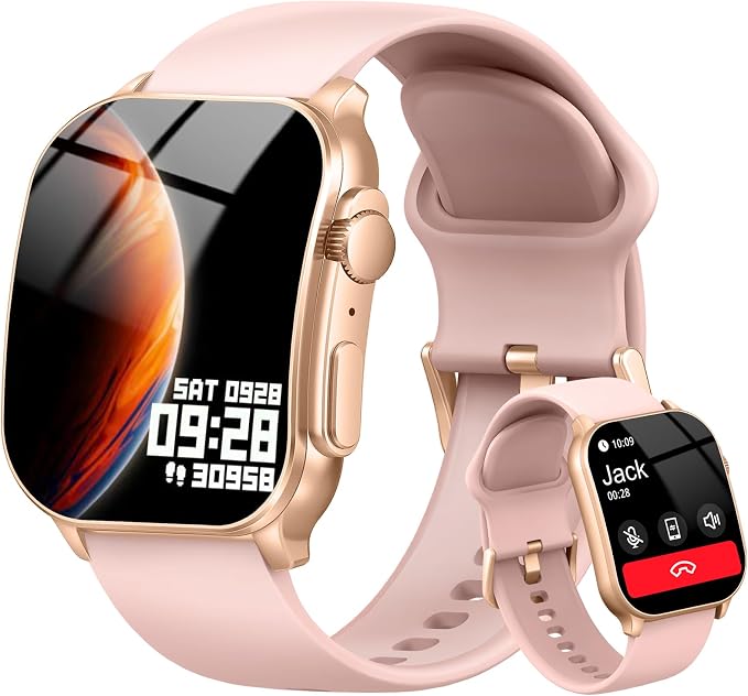 Smart Watch for Women, 2.01" AMOLED Curved HD Screen Smart Watch, Fitness Tracker with 24/7 Heart Rate/Sleep Monitor, IP68 Waterproof Running Watch,Compatible with iOS & Android for Daily Workout Pink