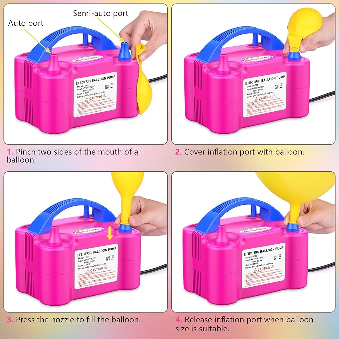 IDAODAN Electric Balloon Pump, Portable Electric Balloon Blower Machine Inflator Air Pump for Party Decorations