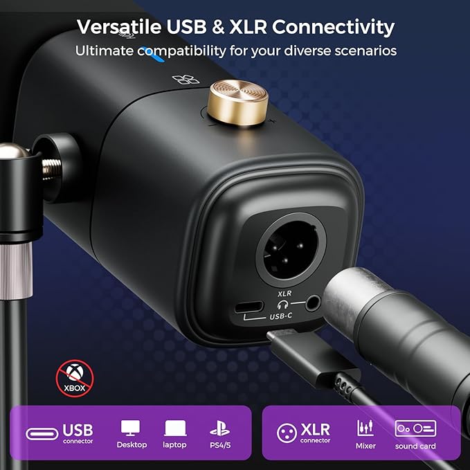 NearStream Podcast Equipment Bundle, XLR/USB Desk Microphone & Audio Interface