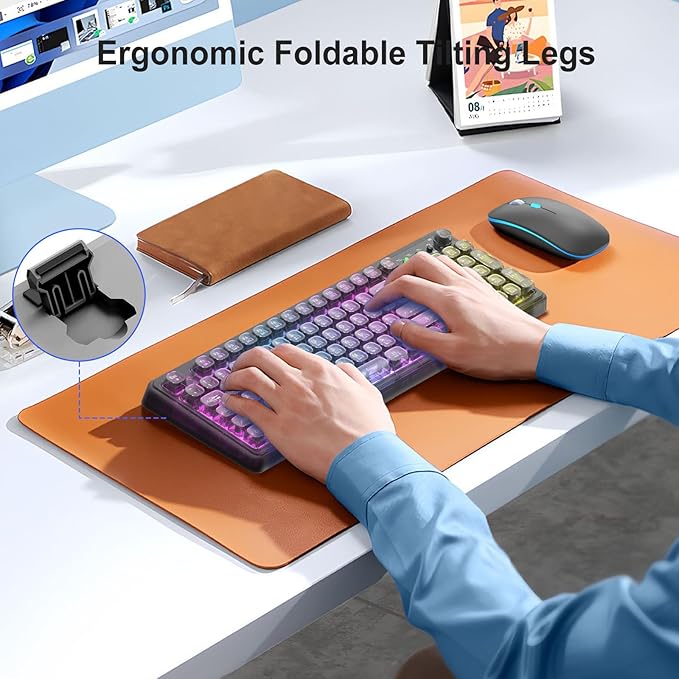 Black Light Up Keyboard and Mouse Wireless,Cute 2.4Ghz Cordless Rechargeable Transparent Backlit Keyboard,15 Backlight Effects,Volume Knob,RGB Mouse with 3 DPI for Mac Computer PC Laptop Desktop iPad