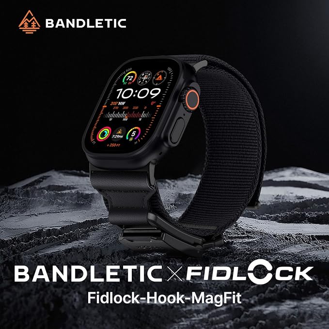 Bandletic Compatible with Apple Watch Ultra 2 / Ultra 3 Bands for Men, Wide Braided Nylon Sport Band with Magnetic Fidlock Hook Buckle for iWatch 49mm, Series 11/10 46mm, 9/8/7 45mm, SE/6/5/4 44mm