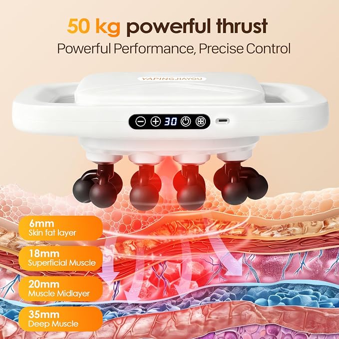 20-Head Massage Gun Set, Deep Tissue Percussion Massager with 3 Modes & 30 Intensities, Muscle Massager Pain Relief, Portable Massage Gun for Back/Shoulders/Legs/Waists (White,20-Head)