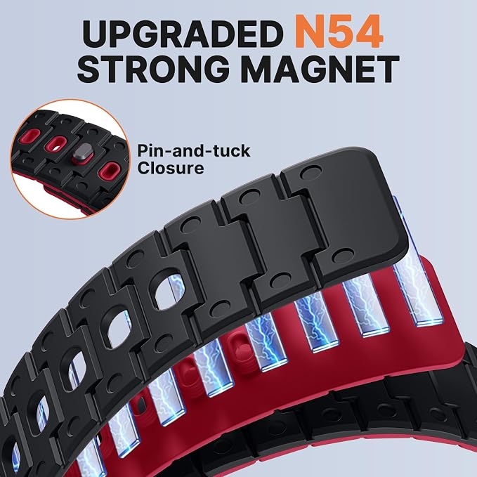 Bandletic Silicone Magnetic Band Compatible with Samsung Galaxy Watch 8 40mm 44mm / 8 Classic 46mm 2025, No Gap Soft Sport Wristbands Breathable Replacement Strap for Men Women, Black/Red