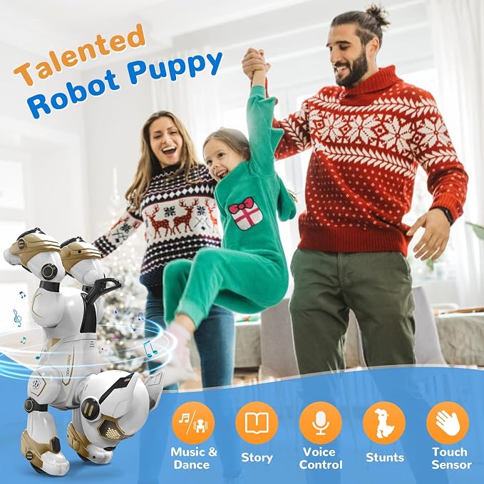 okk Robot Dog for Kids, Remote Control Dog and Touch Voice Interactive, Programmable Robot with lmitation Show, Sing Dance Electronic Pet, Smart Gesture Sensing Puppy Gift for Boys Girls