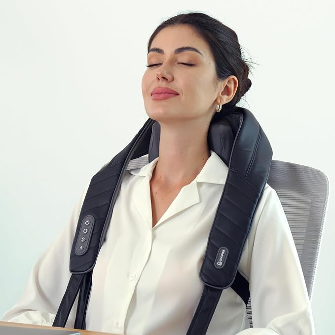 COMFIER Cordless Neck Shoulder Massager with Heat, Shiatsu Neck Back Massage for Pain Deep Tissue, 4D Kneading, Gifts for Dad Mom