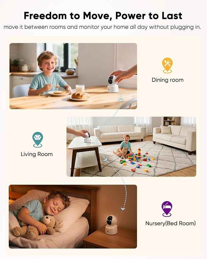 Indoor Camera Wireless, Pet Camera Indoor with Phone App, 2.5K 4MP Home Cameras Indoor for Dog Kids Elderly Cat, 360° Pan Tilt, Color Night Vision, 2.4/5GHz WiFi, Motion Alerts, 2-Way Audio