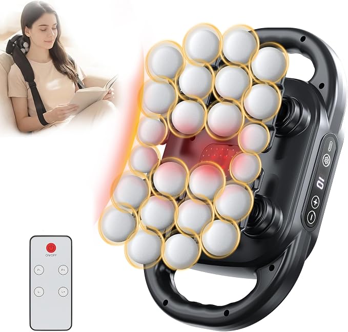 UOTT 24 Head Massage Gun Deep Tissue, Self Massager for Neck and Bback with 9 Modes & 9 Levels, Quiet Handheld Multi Head Percussion Muscle Massager for Body, Shoulder Muscle Pain Relief