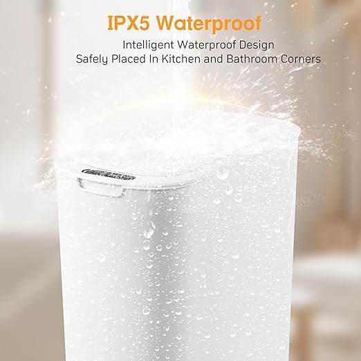 Bathroom Trash Can with Lid 5 Gallon White Motion Senor Touchless Automatic Garbage Cans for Kitchen,Bedroom, Office, Living Room