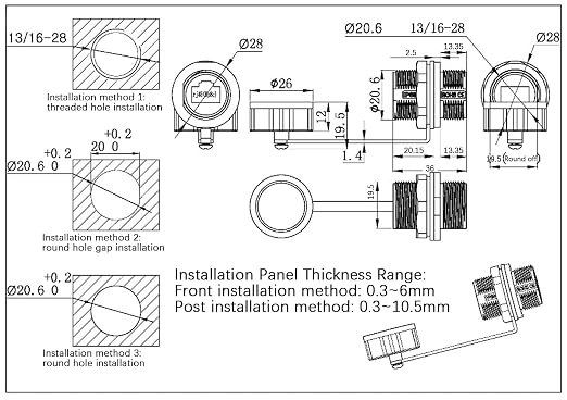 5PCS Panel Mounting Shielded RJ45 Waterproof Cat5/5e/6 8P8C Connector Ethernet LAN Cable Connector Double Head Adapter with Waterproof/Dust Cap