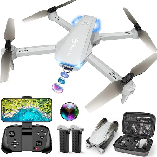 Drone with 1080P Camera for Beginners and Adults, Foldable Remote Control Quadcopter with Voice Control, Gestures Selfie, Altitude Hold, One Key Start, 3D Flips, 2 Batteries, Not water-proof, Toy for Beginners