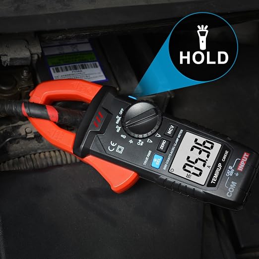 Digital Clamp Meter Multimeter, TRMS 6000 Counts 600A Current Amp Volt Meter, Auto-Ranging Voltage Tester Measures AC DC Current Voltage Resistance Capacitance Temperature Diodes Continuity NCV