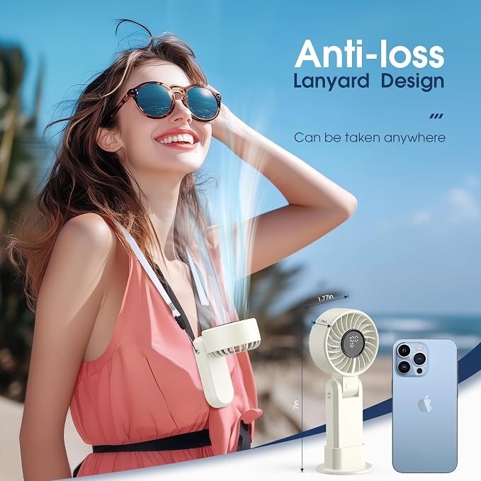 【5200mAh】Portable Handheld Fans for Travel, High-Speed Motor, Rechargeable Hand Held Fan, 5 Speed,180°Foldable, Small Personal Fan,4-IN-1 Hand/Desk/Waist/Neck Fans,Summer Beach Travel Essentials