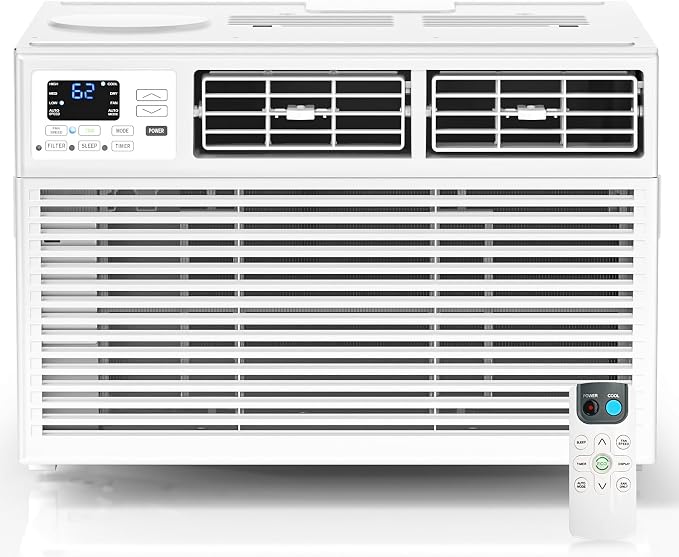 ZAFRO 8000BTU Window Air Conditioners with Remote Cool Up to 350 Sq Ft,Quiet Operation Window AC Unit with 4 Cool&Fan Speeds,6-in-1 Modes,Energy Saving,Easy to Use for Small Room,White