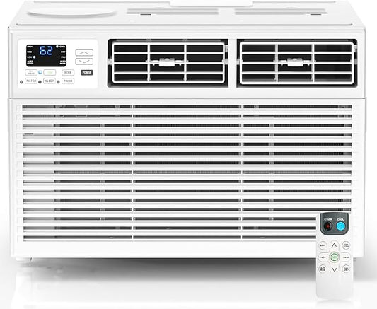 ZAFRO 8000BTU Window Air Conditioners with Remote Cool Up to 350 Sq Ft,Quiet Operation Window AC Unit with 4 Cool&Fan Speeds,6-in-1 Modes,Energy Saving,Easy to Use for Small Room,White