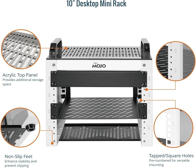 Tecmojo 4U Network Rack, 10 inch Mini Server Rack with 2 Side Translucent Panels & 2 Top Handles, 7.87 inch Deep, for 10 inch IT Equipment & A/V Devices, White